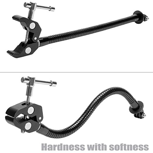 Flex Metal Hose Action Camera Gooseneck Clamp Mount Holder Compatible with Canon Nikon Waterproof Motion Sports Camcorder GoPro Jaws Hero 8 7 6 5 4 Session Sony X3000 X1000 Yi DJI OSMO Action Akaso
