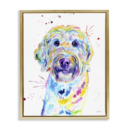 Vivid Goldendoodle Dog Portrait, 25 x 31 Inch Canvas in Floater Frame