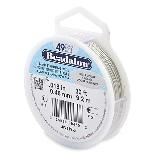 Beadalon 49 Strand Stainless Steel Beading Wire, Silver Color-.018in/0.46mm