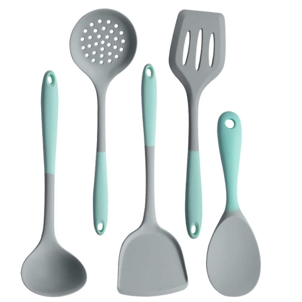 Ustensiles de cuisine en silicone spatule cuillère soupe et pelle à frire lot de 5