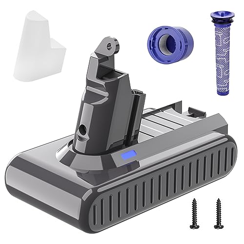 BATTOOL V6 21.6V 6000mAh Lithium Replacement Battery Compatible with Dyson V6 Battery vtc4 SV03 SV04 DC58 DC59 DC61 DC62 DC72 DC74 Animal Slim SV04 SV05 SV06 SV07 SV09 Vacuum Battery with Filters