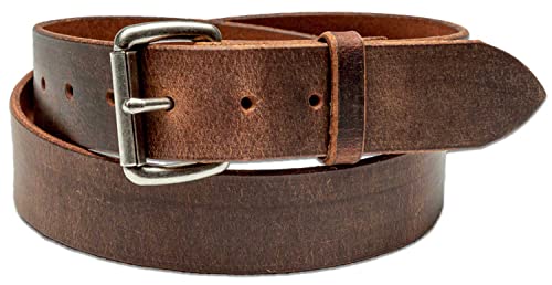 Distressed Leather Belt, Worn Leather Look, 100% Full Grain Leather 1-1/2