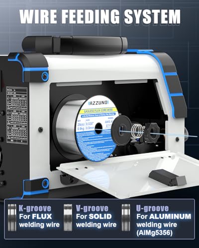 Image of AZZUNO Aluminum MIG Welder 155A 110V /220V, 5 in 1 Welding Machine with Gas MAG /Aluminum MIG /Gasless Flux Core MIG /Stick /Lift TIG Welding, Multiprocess Wire Feed Welder Machine