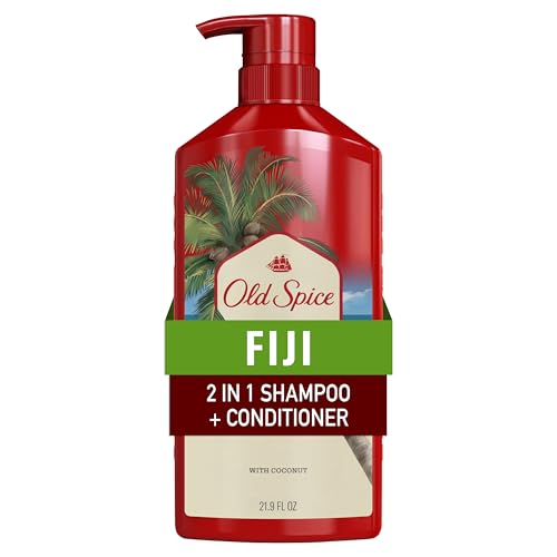 Old Spice Mens 2-in-1 Shampoo and Conditioner, Fiji, Coconut & Tropical Wood Scent, For All Hair Types, Healthier, Fuller, Moisturized Looking Hair, 21.9 fl oz