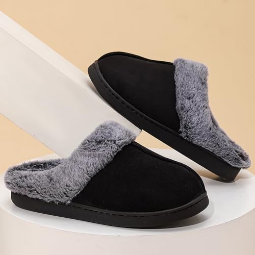 Afellicy Womens Memory Foam Slippers Warm Faux Fur House Shoes Indoor and Outdoor Lining Bedroom Fuzzy Slipper Comfy Shoe3