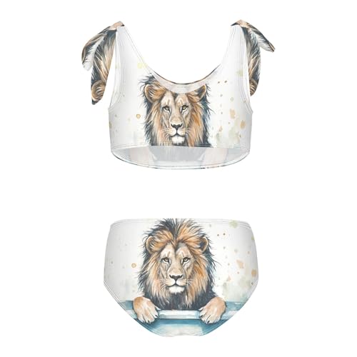 Watercolor Lion in Tub Girls Bikini Sets 2 Piece Swimsuits Bathing Suit Swimwear2