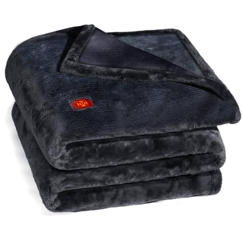 Elektrische Heizdecke mit Abschaltautomatik, USB Wärmedecke 150x80cm mit 3 Heizung, weiche Heizdecke Kuscheldecke Electric Blanket Tragbare Decke für Camping/Bett/Büro, Schnelle Erwärmung, bis zu 65℃
