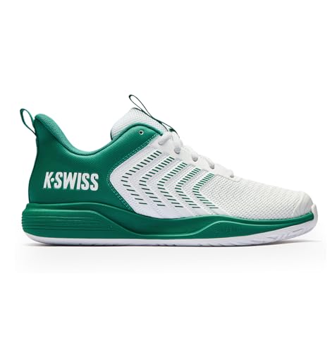 K-Swiss Men's Ultrashot Light Pickleball Tennis Shoe - Lightweight Court Shoes Lateral Movement Stable Support, White/Green 11 M