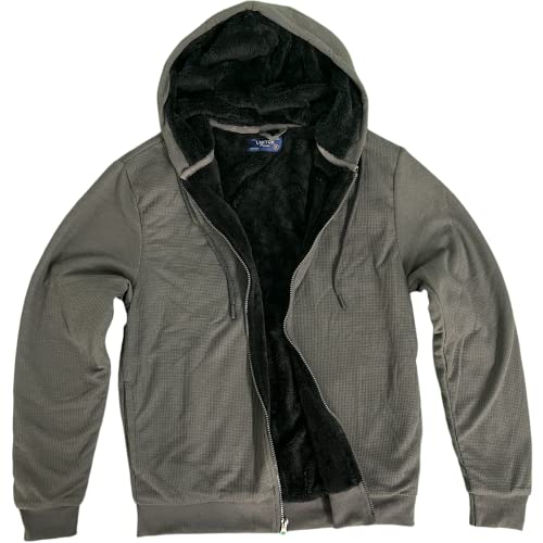 Image of Visitor Men's Heavyweight Sherpa Lined Thermal Hoodie Jacket, Charcoal, XXL
