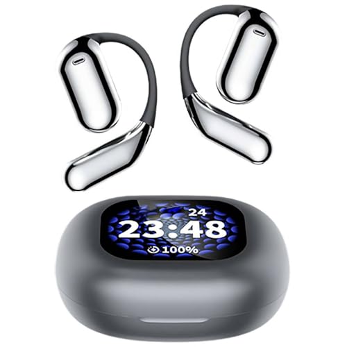 Wireless Open Ear Bluetooth Earbuds, Intelligent Touch Screen Open Bluetooth Earphones, True Wireless Open Ear Earbuds Bluetooth 5.4, Double Noise Reduction, IPX5 Waterproof (Black)