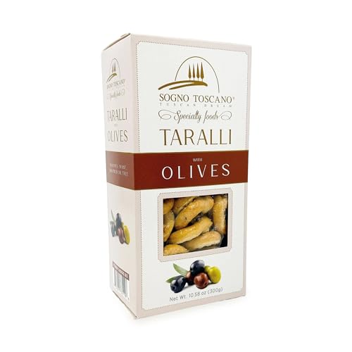 Sogno Toscano Italian Taralli with Olives - All Natural, Traditional Authentic Taralli recipe from Puglia region - 10.6oz