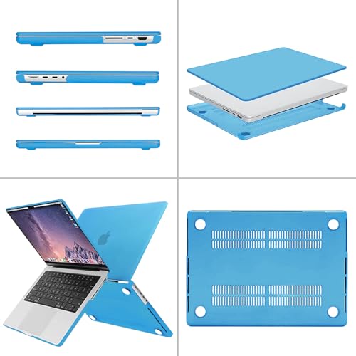 Image of MOSISO Compatible with MacBook Pro 14 inch Case 2025 2024 2023 2022 2021 M5 M4 M3 M2 M1 A3434 A3112 A3185 A3401 A2918 A2992 A2779 A2442, Hard Shell&Keyboard Cover&Screen Film&Pouch,Aqua Blue