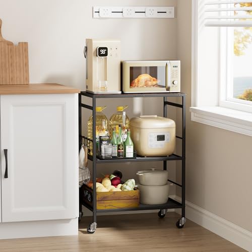 XIVIRACK Carrello da cucina (telaio nero + pannello nero, organizzatore