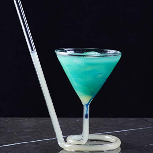 Cabilock Delicate Creative Spiral Cocktail Glass Long Tail Wine Glasses Straw Wine Goblet Toasting Glasses Wine Cup (Transparent) #TOP6