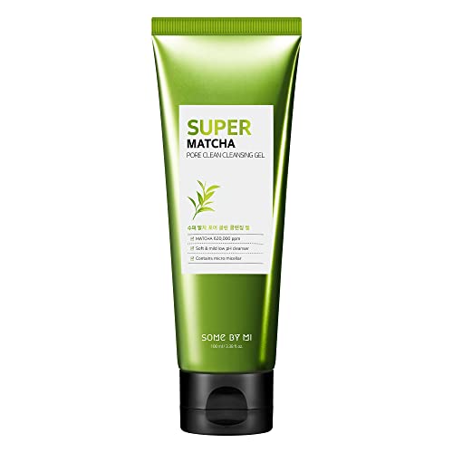 SOME BY MI Super Matcha Pore Clean Cleansing Gel - 3.38Oz, 100ml - Made from Matcha Extracts for Sensitive Skin - Mild Daily Face Wash for Pore Tightening, Sebum and Blackheads Care - Facial Skin Care