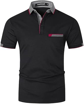 LIUPMWE Mens Polo Shirts Short Sleeve Shirts for Men Casual Cotton Collared T Shirt Golf Shirts Stylish Tops