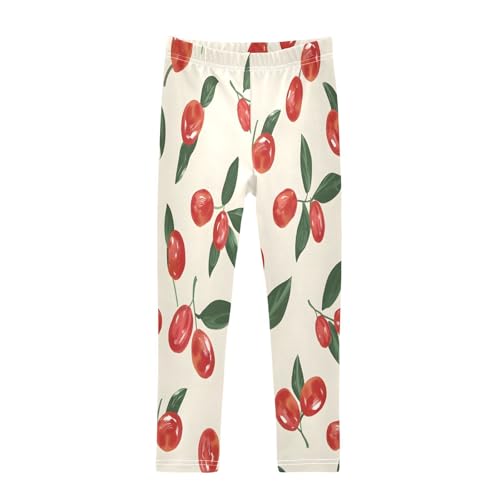 Toddler Girls Leggings Printed Yoga Pants Leggings Red Dates Small Leaves for Kids
