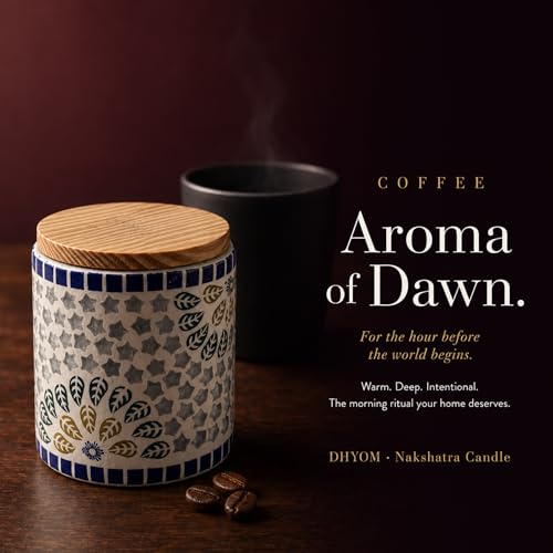 Image of Coffee Scented Candle | Glass Jar | Flame of Sadhana | 100% Soy Wax | No Paraffin | Eco Wick | 200g | 40Hr Burn | Dark Roast Sacred Home Fragrance| Spa, Meditation and Gift for All Occasion