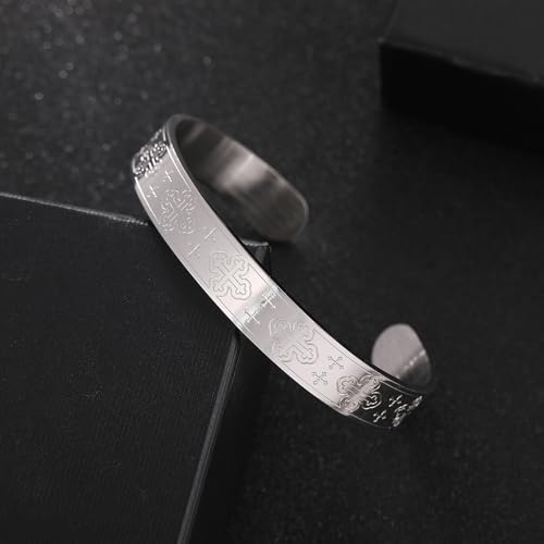 NIGHTCRUZ Botonee Cross Cuff Bangle, Stainless Steel Jesus Crucifix Bangle, Religious Faith Jewelry for Women Men3