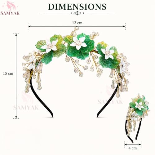 Image of Samyak Pearl & Crystal Hair Band Accessories For Women & Girls, Stylish Tiara Headband For Wedding Party Juda Bun Fashion For Bridal Hair Decoration Accessory