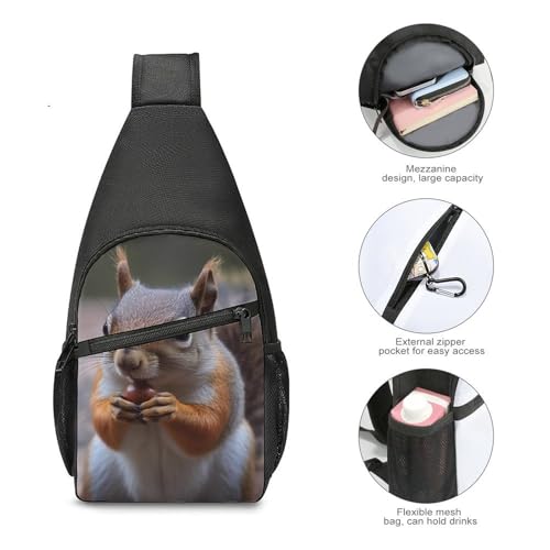 Cute Squirrel Mochila Deportiva Tipo Sling miniatura 5