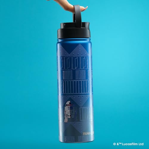 JoyJolt Star Wars Botella de Agua de Acero Inoxidable R2-D2 con Tapa de Pajilla, 22 oz Termo al Vacío miniatura 5