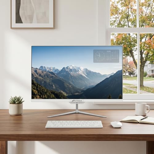 Image of STGSivir All in One Desktop Computer, 23.8 inch FHD Display, Intel Core i7 up to 3.9G, 16GB RAM, 512GB SSD, WiFi 5, BT, RGB Keyboard & Mouse, Webcam, Windows 11 Home,White