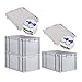 Produktbild PROREGAL SuperSparSet 3x Eurobox NextGen Grip mit Deckel & blauen Verschlüssen | HxBxT 32x40x60cm | 65 Liter | Griffe geschlossen | Verstärkter Boden | Eurobehälter Transportbox Transportbehälter