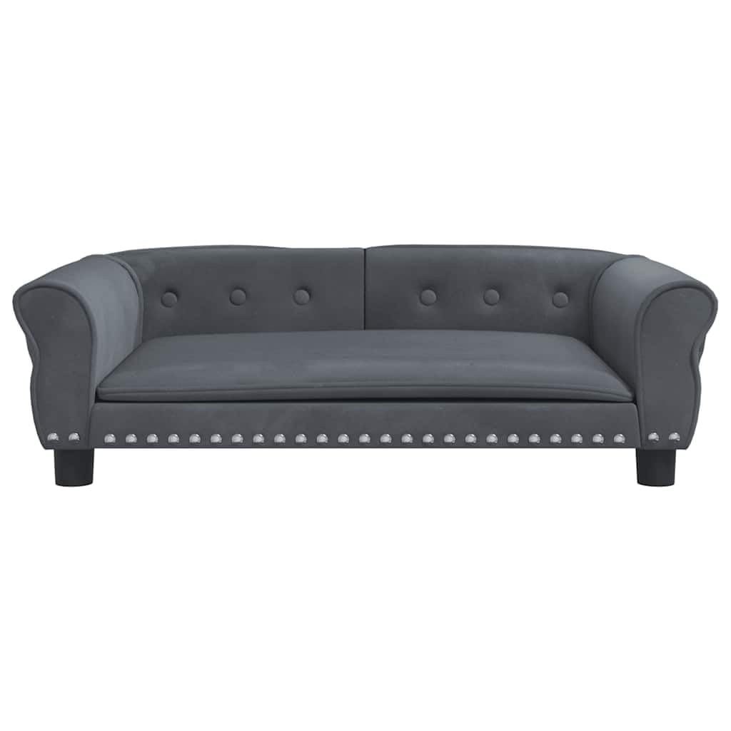 vidaXL Cama para Perros de Terciopelo Gris Oscuro 95x55x30 cm, sofá para Perros, Cama para Cachorros, Asiento para Perros, sofá para Mascota