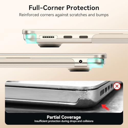 Image of EooCoo Compatible with MacBook Air 13 inch Case M5 2026-2022 M4 M3 M2 A3449 A3240 A3113 A2681, Upgrade Matte, Scratch Resistant, Sturdy Protective Hard Shell for Mac Air 13.6 inch Case, Starlight
