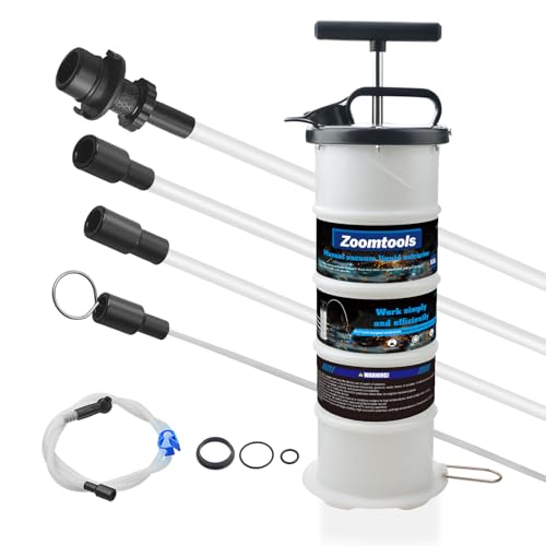 Zoomtools Pompe à huile manuelle 6,5 l - Pompe d'aspiration pour huile et essence - 4 tubes - Convient pour voitures, motos et moteurs marins