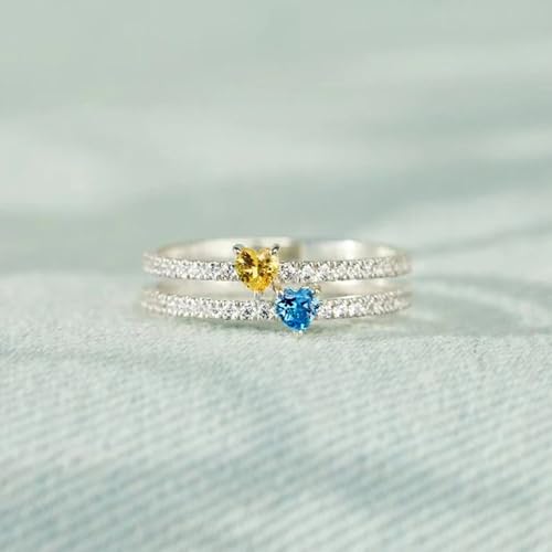 White Gold Plated Yellow Blue Heart Cubic Zirconia Engagement Rings Wedding Bridal Band Promise Rings Evening Parties Anniversary Valentine's Day Gifts Eternity Bands for Women2