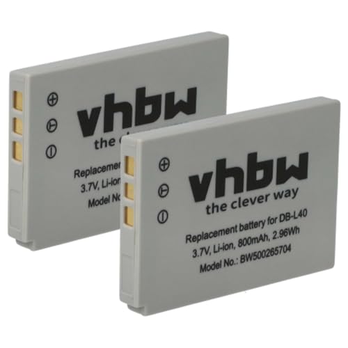 vhbw 2X Batterie Compatible avec Sanyo Xacti VPC-HD1E, VPC-HD1EX, VPC-HD2, VPC-HD700, VPC-HD700EX caméra vidéo caméscope (800mAh, 3,7V, Li-ION)