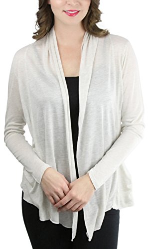 Image of ToBeInStyle Womens Open Front Long Sleeve Lightweight Asymmetrical Draped Cardigan with Side Pockets