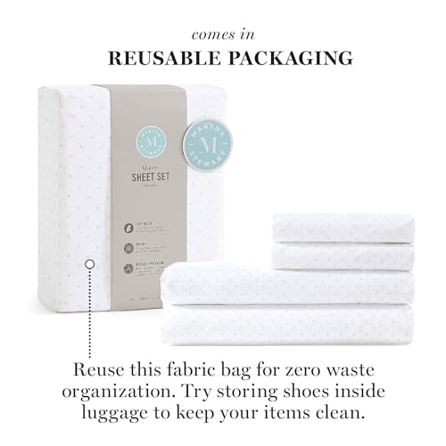 Martha Stewart Ultra Soft Brushed and Washed Microfiber 4 Piece Sheet Set, Easy Care, Comfy Sheets with Deep Pocket - Image 3