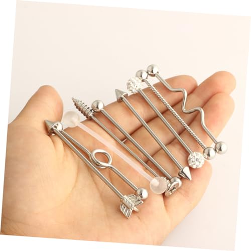 Pendientes de acero inoxidable para piercing de barra y flecha en joyería moderna 5