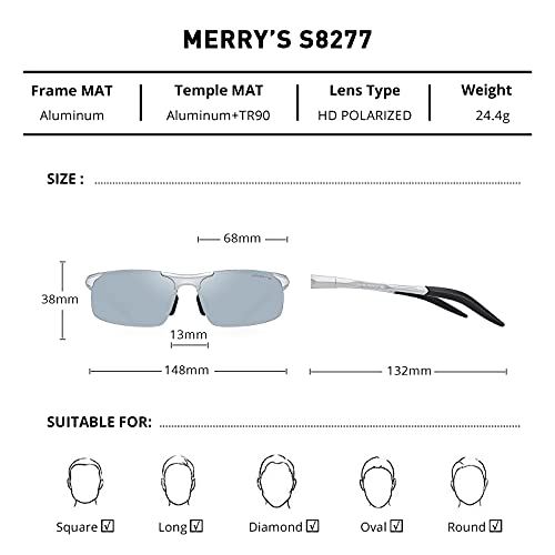 Image of MERRY'S Men's Sports Fashion Driving Polarized Sunglasses for Men-Unbreakable Frame Rimless Shades S8277