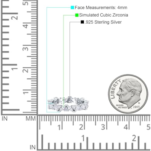 OMRANII Cluster Art Deco Marquise Round Full Eternity 4mm Band Modern Style Stackable Wedding band Gift For Women Cubic Zirconia Solid 925 Sterling Silver Band4