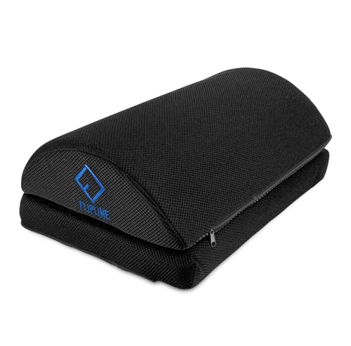 FLIPLINE Repose-pieds de Bureau Noir Avec Housse en Maille Amovible et Lavable - Réglable en Hauteur - Antidérapant - Accessoires de Bureau