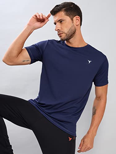 Image of TECHNOSPORT Men's Slim Fit Polyester Activewear Sports T-Shirt with Moisture-Wicking Comfort for Workout, Running & Gym