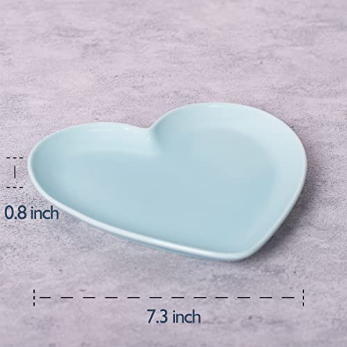 Delling Heart Shaped Porcelain Dessert Salad Plates​- Set Of 6, Turquoise 7.3 Inch Appetizer Plates, Ceramic Dinner Plates Heart Serving Dishes For Snacks, Pasta, Steak, Thanksgiving & Christmas Day​ #TOP1