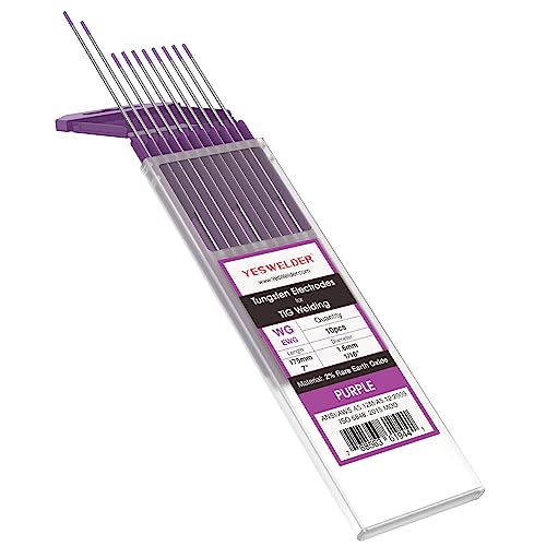 Image of YESWELDER TIG Weld Tungsten Electrode NonRadioactive Comparable | 10-pk 1 /16 inchx 7 inch to E3 Purple