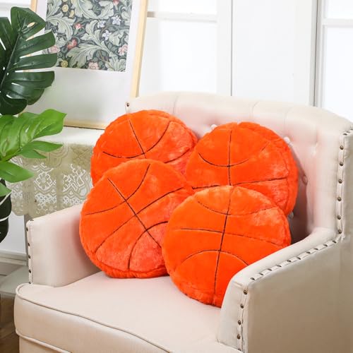 Gerrii 4 Pcs Sport Ball Throw Pillows Sports Gifts Home Decor, Basketball