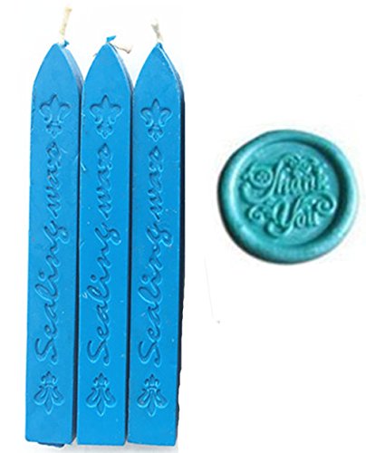 MNYR Lot de 3 bâtons de cire bleu ciel avec mèches pour décoration d'invitations de mariage Cover