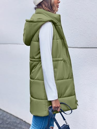 Inorin Womens Quilted Puffer Vests Hooded Sleeveless Long Outwear Jacket Zip Up Winter Coat with Pockets4