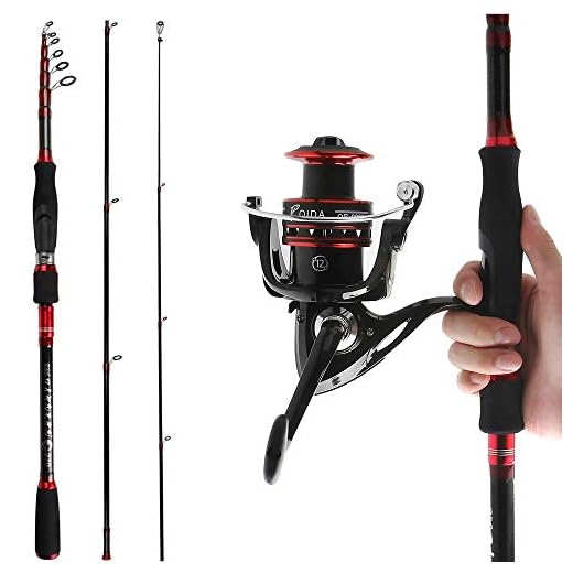 REAWOW Fishing Rod and Reel Combos Portable Carbon Fiber Telescopic Deep Sea Fishing Rod with Spinning Reels for Bass 2-Pieces for Travel