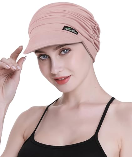 FocusCare Soft Hats for Chemo Women Bamboo Baseball Cap Hair Loss Turbans, Light Pink -Ab, One Size