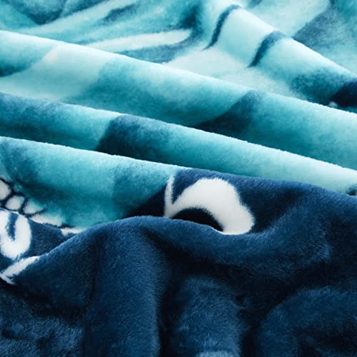 Marina Decoration Reversible 8 Lb Oversized Heavy Woven Fluffy Plush Soft Warm Korean Style Mink 2 Ply Printed Floral Flannel Fleece Throw Raschel Blanket, 78 X 86 Inch Red Peony Turquoise Rose #TOP5