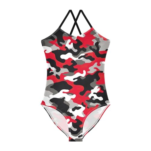 Toddler Red Black Gray Camouflage One Piece Swimsuits for Girls 3T 202a8172