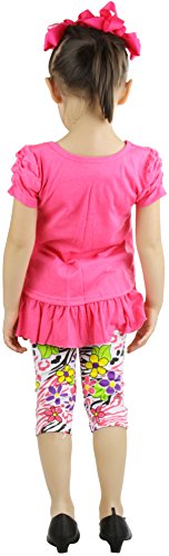 Image of ToBeInStyle Girl's 2 Piece Outfit Top & Leggings Set Casual Graphic Shirt Capri Pants